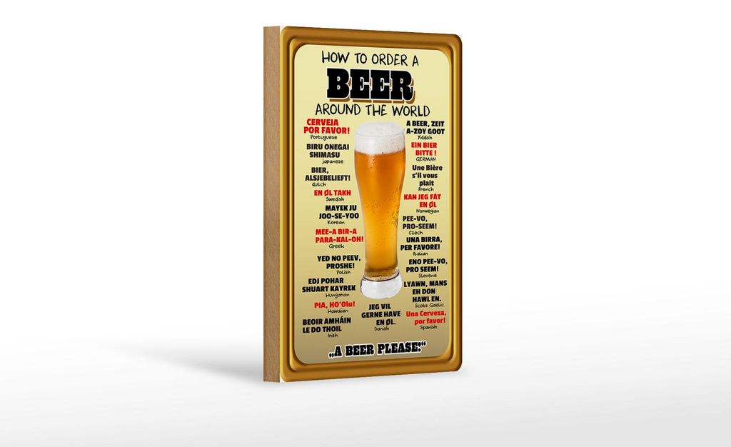 Holzschild Alkohol 12x18cm How to order a Beer please