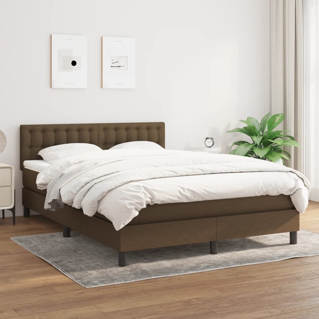 Maison Exclusive - Boxspringbett mit Matratze Dunkelbraun 140x200 cm Stoff