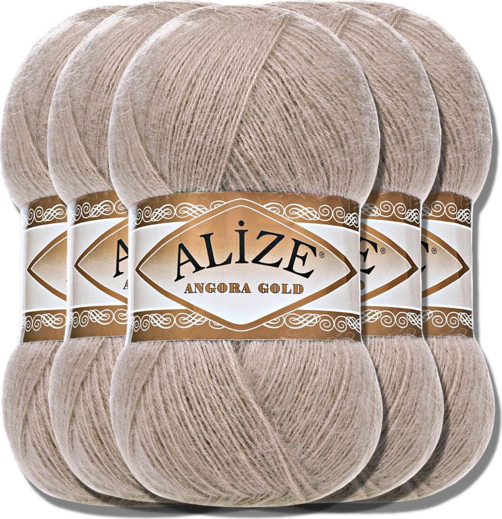 Alize 5x 100g Angora Gold Wolle, Uni, Häkeln, Stricken (Mink | 541)
