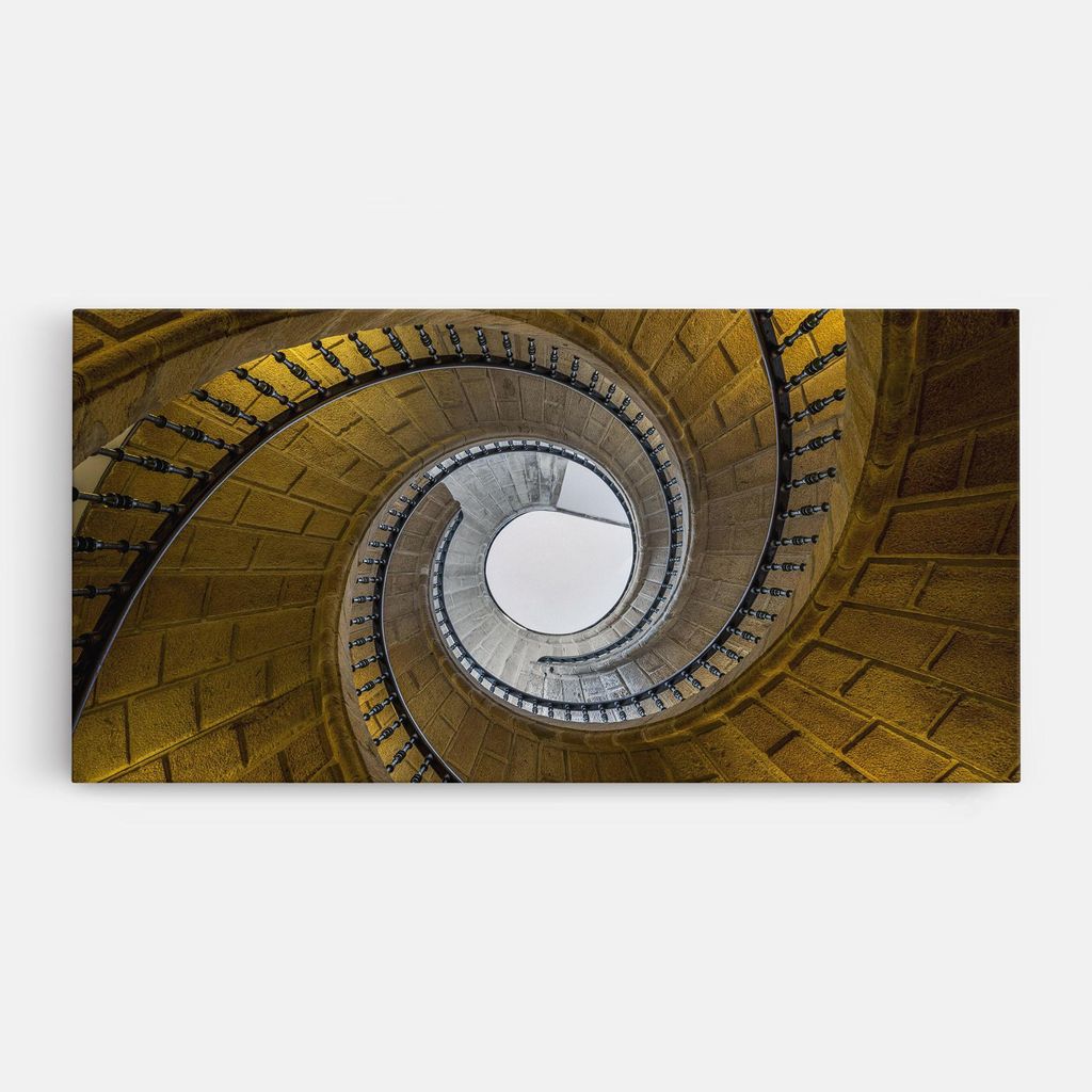 ARTHUB Leinwandbild 50x100 cm, Triple Staircase | Wohnzimmerdekoration, Hängende Bilder, Wanddekoration, Heimdekoration, Abstrakte, Optische Tä...