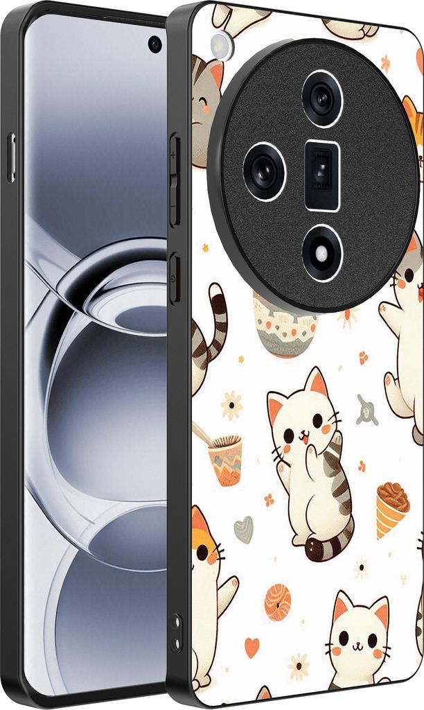 Smartphonica Telefon Fall geeignet für Oppo Find X7 Ultra mit Katze drucken - TPU zurück Abdeckung Fall Katze Design