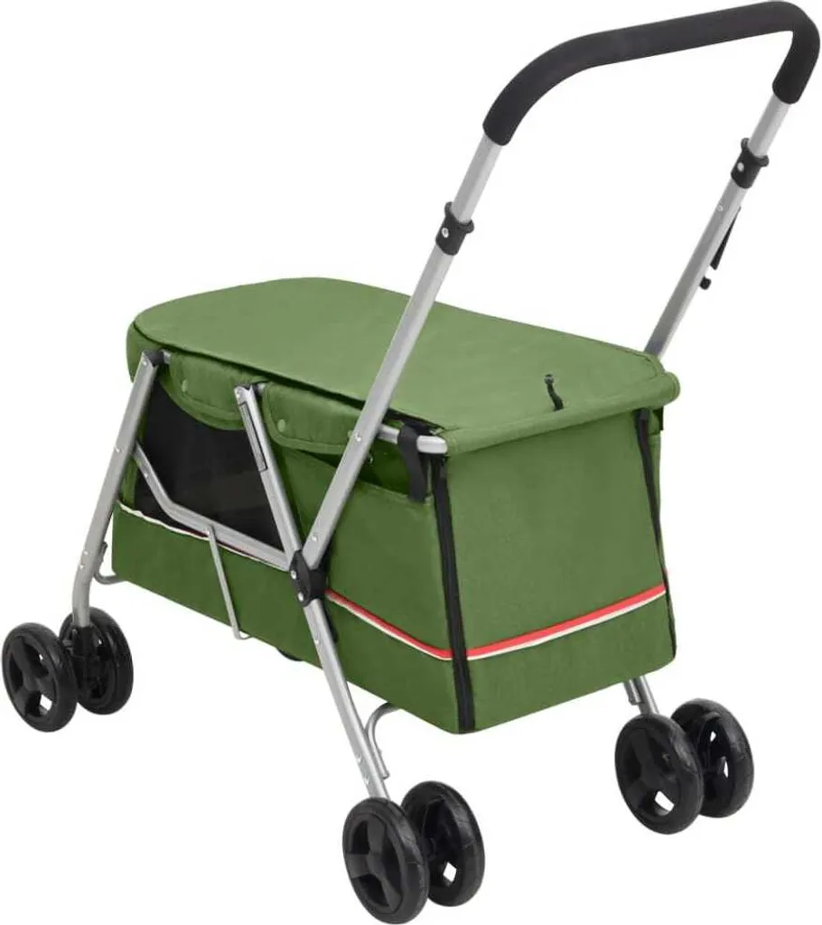 Chariot Chien Pliable Vert Toile 100x49x96 cm - Pliage Compact et Robuste