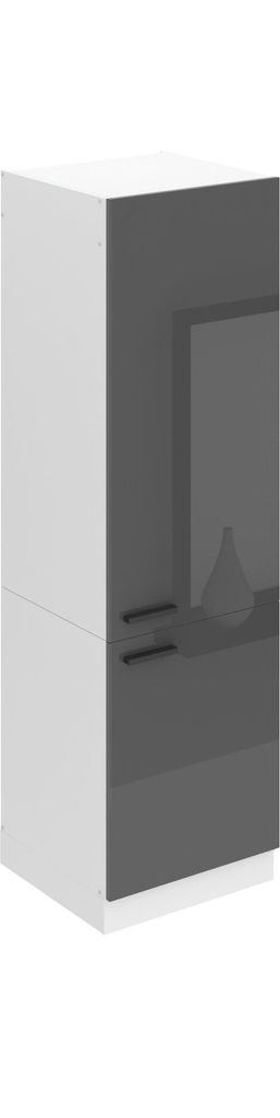Belini Kühlschrank Schrank Hochschrank Küche SSL. 60 cm Breite und 204 cm Höhe. Einbauschrank für Kühlschrank mit 2 Türen, Silber Hochglanz