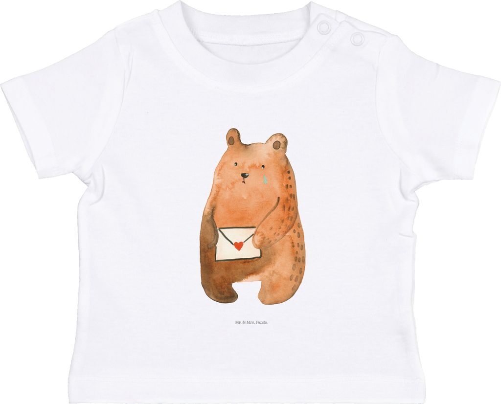 Mr. & Mrs. Panda T-Shirt Bär Liebesbrief 6. - 12. Monat - Weiß - Geschenk, Sehnsucht, Freundin, Partner, Kinder Top, Freund, Baby, Teddy, Babyshi...