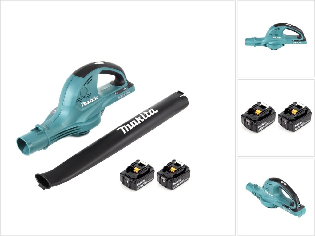 Makita DUB 361 T 2x 18 V / 36 V Akku Laubbläser Gebläse + 2x Makita BL 1850 5 Ah / 5000 mAh Akku