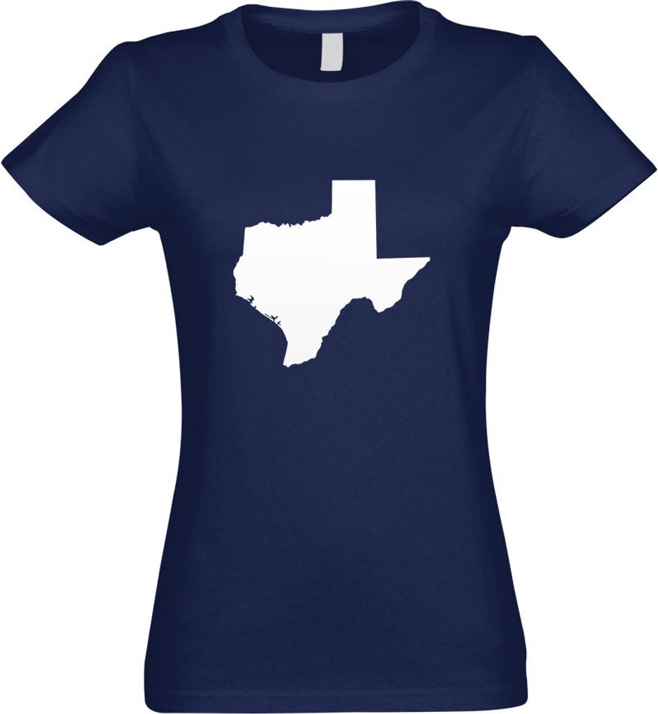 Kiwistar - T-Shirt tailliert - Damen - Navy - USA - Bundesstaat - Texas - mit Motiv Bedruckt - Funshirt Design - Sport - Freizeit - Damen - M