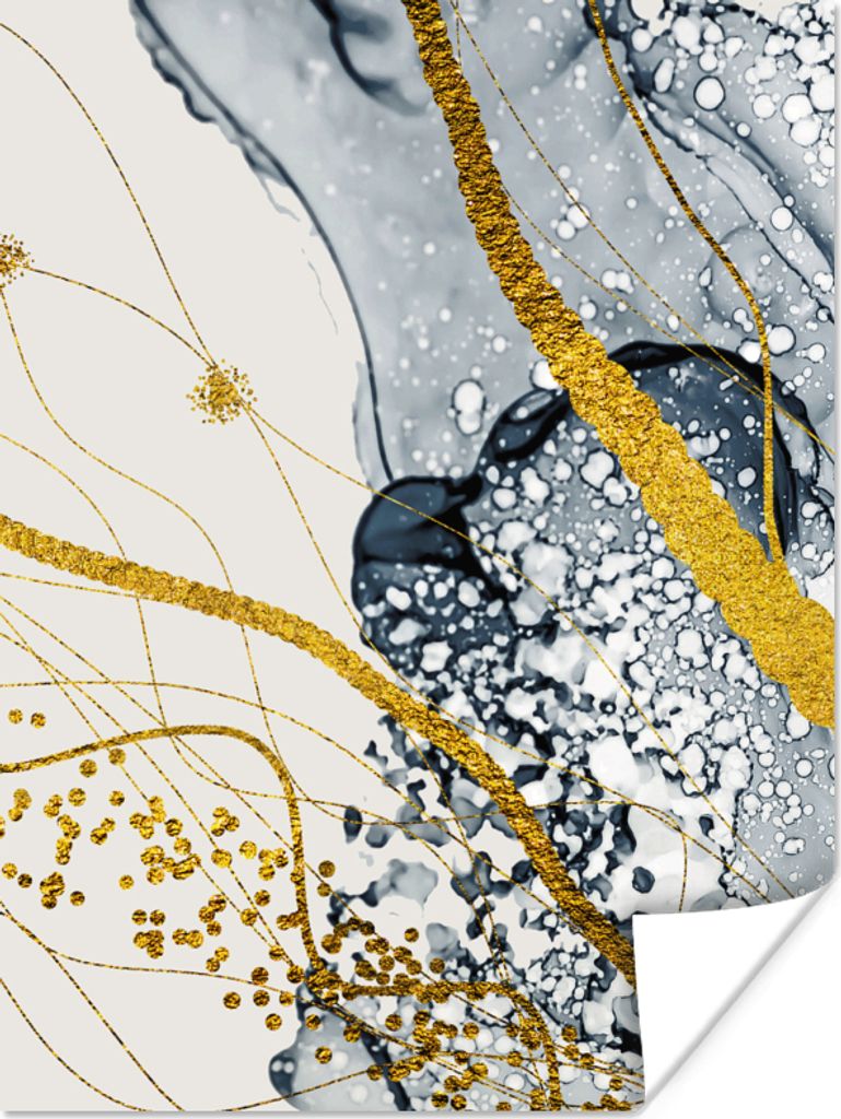 MuchoWow Poster Abstrakt - Gold - Natur - Kunst 30x40 cm - Wandplakat - Poster Kinderzimmer