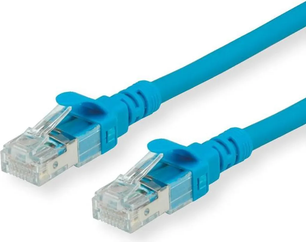 ROLINE - Cavo patch - RJ-45 (M) bis RJ-45 (M) - 20 m - UTP - CAT 6a - alogeno, geformt, verseilt - Blau (21.15.274