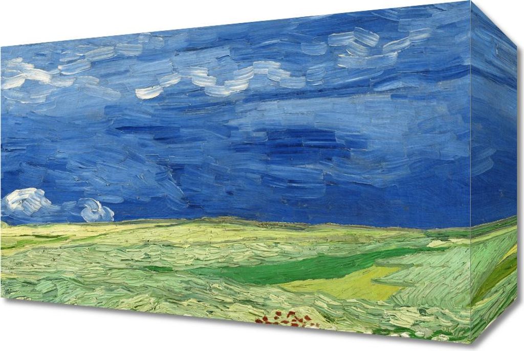 Bild 30x20cm Weizenfeld unter Gewitterwolken, Van Gogh Vintage