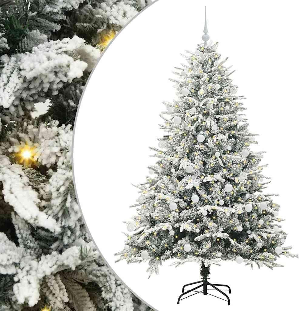 vidaXL Künstlicher vorbeleuchteter Weihnachtsbaum mit Kugelset Grün