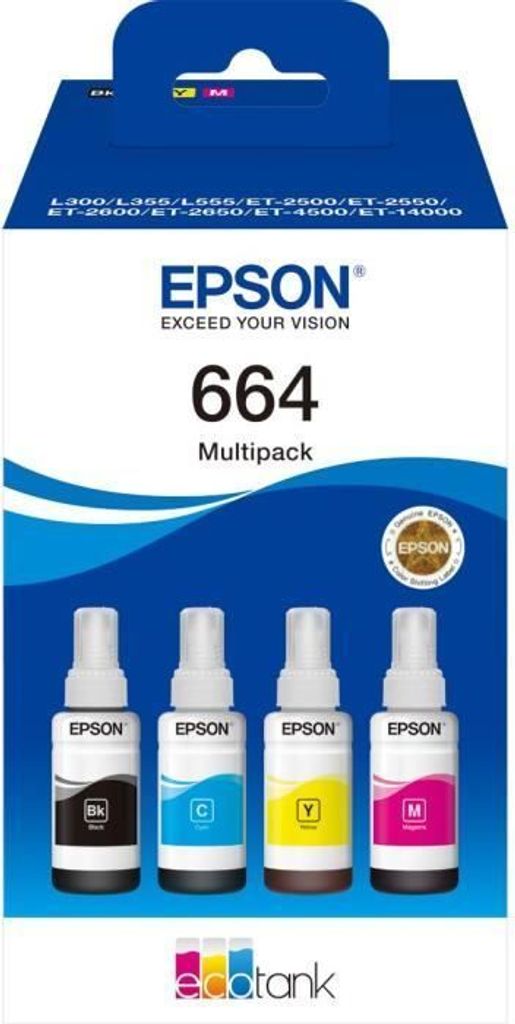 EcoTank 664 Multipack, 4 Farben, Original Tintenpatronen, C13T664640