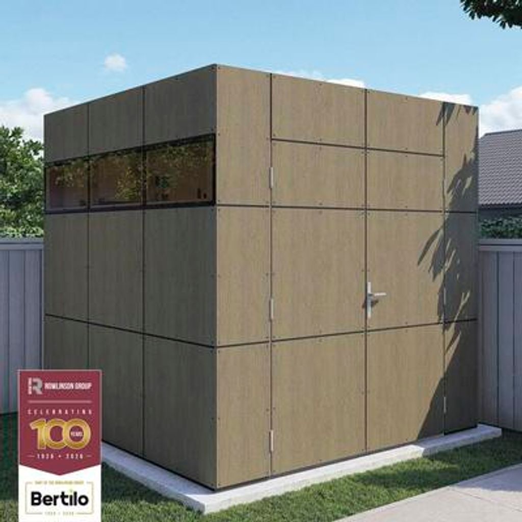 Gartenhaus Bertilo Trespa HPL Design 1 231 x 236 cm Milano Grigio Holzoptik