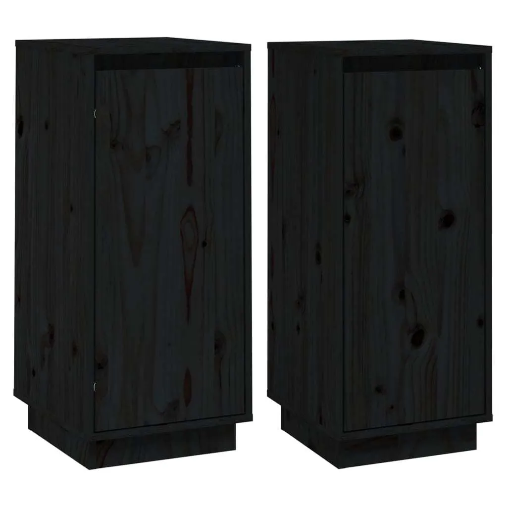 SYFAX™ Credenze 2 pz Nere 31,5x34x75 cm in Legno Massello di Pino