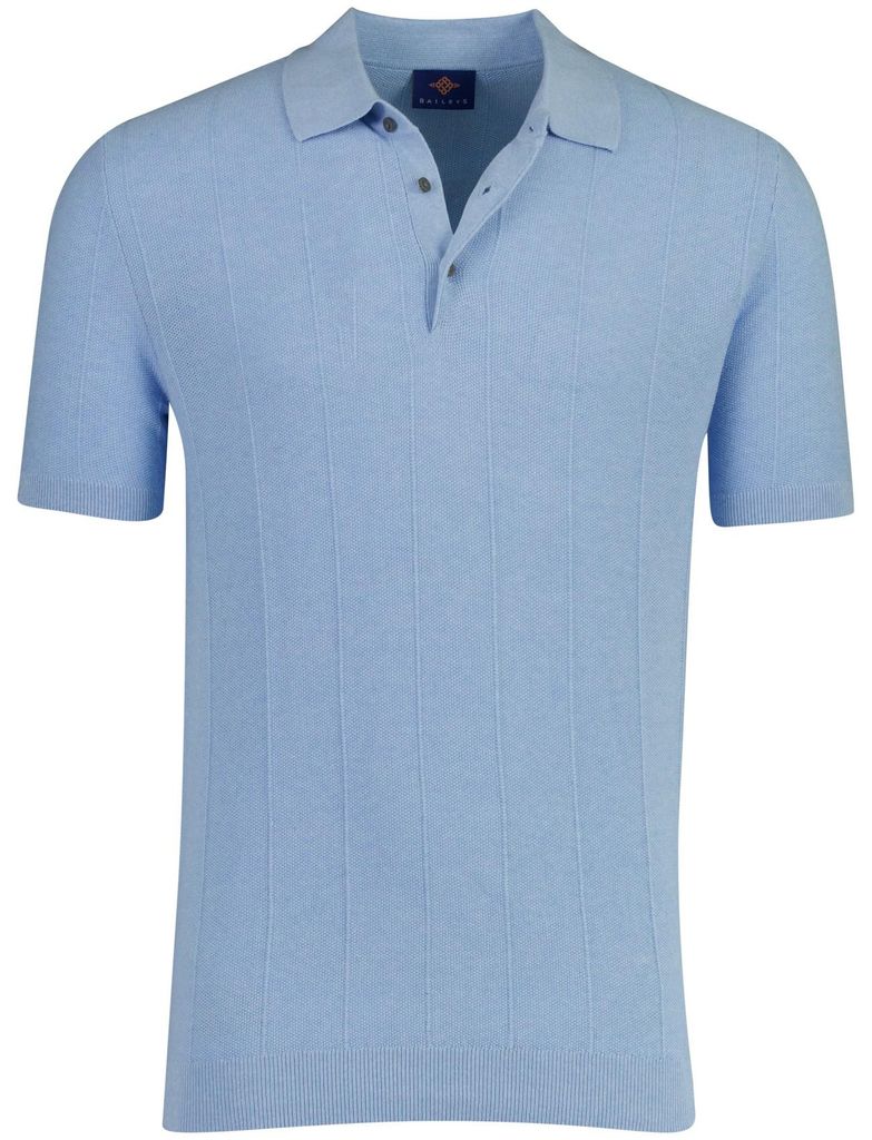 Polo hellblau gestrickt Baileys Struktur gestreift 3-Knopf