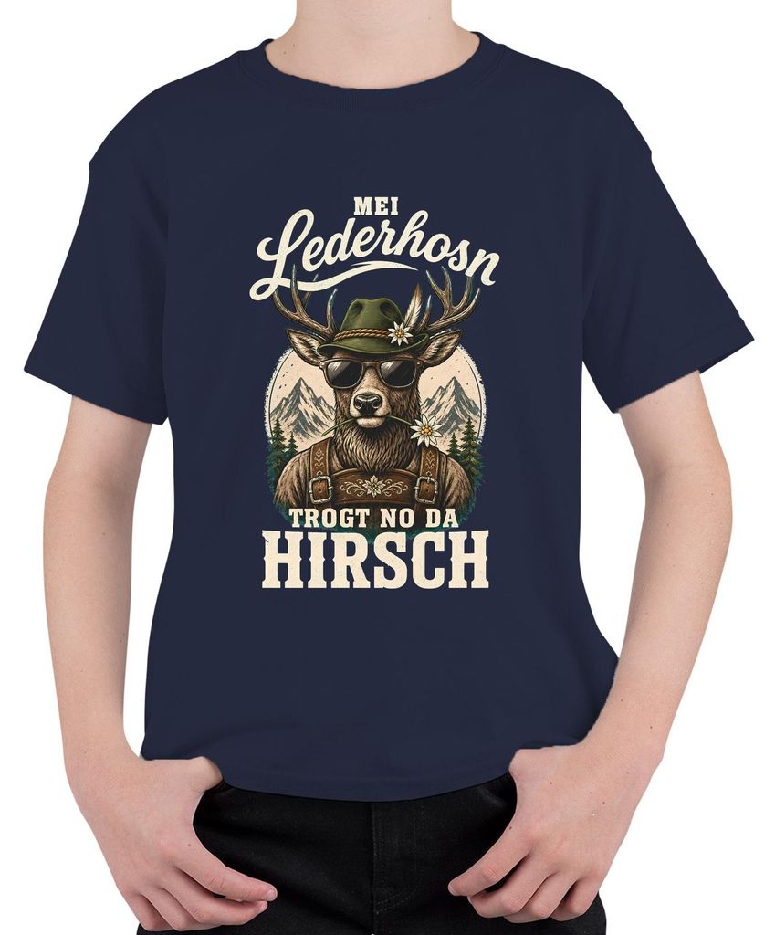 Mei Lederhosn trogt no da Hirsch  Bayern Lederhose Kinder Produktbild 