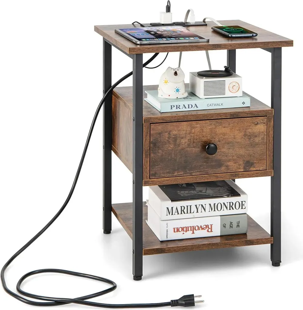 Table de Chevet Style Marocain Moderne avec Station de Charge Intégrée