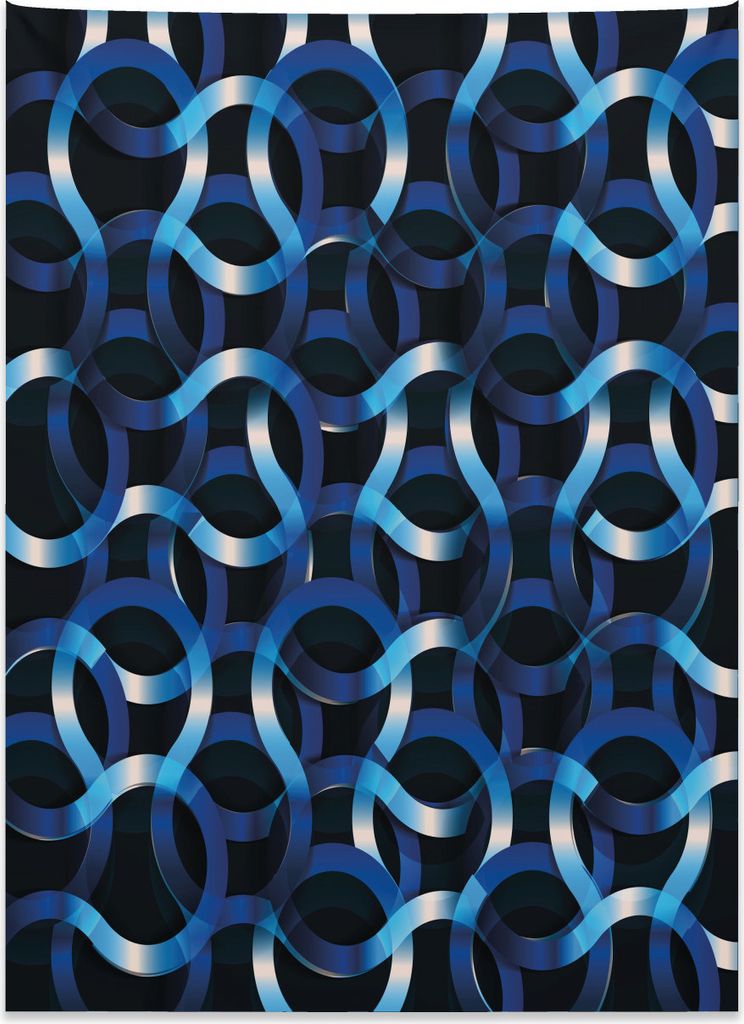 Abakuhaus Dunkelblau Wandteppich, Kurvige moderne Formen aus Weiches Mikrofaser Stoff Kein Verblassen Klare Farben Waschbar, 110 x 150 cm, Dunkelbl...