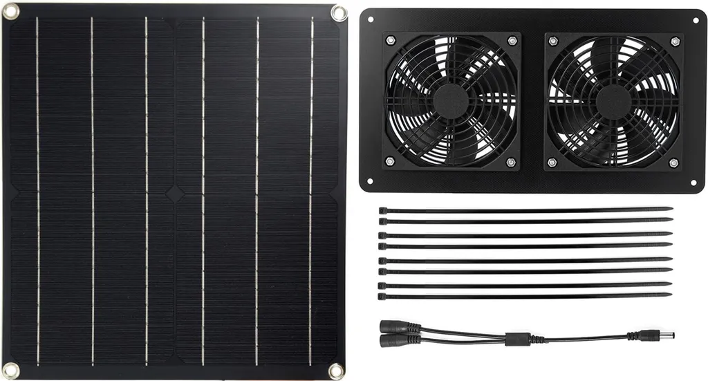 Double ventilateur solaire pour cage et niche, Panneau 20W DC 12V Pro