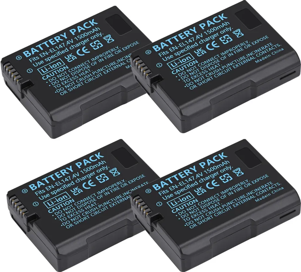 Batterie Nikon EN-EL14 idéale en voyage avec chargeur USB - Lot de 4