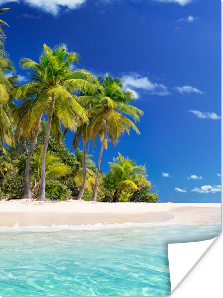 MuchoWow Poster Strand - Meer - Palme - Sonne - Sommer 30x40 cm - Wandplakat - Poster Kinderzimmer