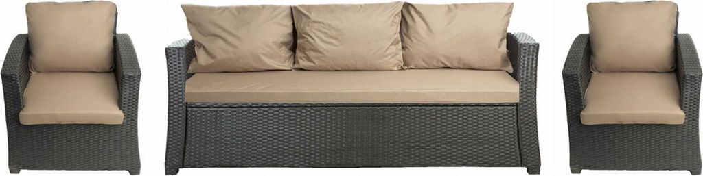 Coussins de jardin sur meuble en polyrattan pour 5 Image du produit 
