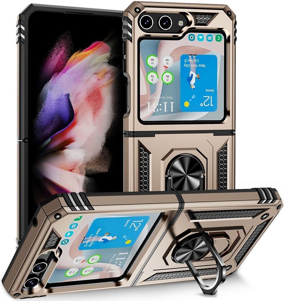 König Design Hülle kompatibel mit Samsung Galaxy Z Flip5 5G Kunststoff Soft Handyhülle - Handy Case Gold