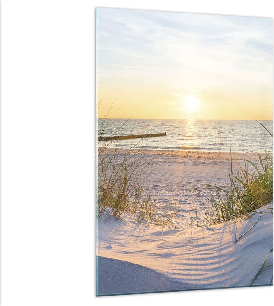 Bilder auf glas - Einteilig - Düne Strand Meer - 80x120cm - Glasbilder - Wandbilder - Bilder - zum Aufhängen bereit - Wanddekoration aus Glas - G...