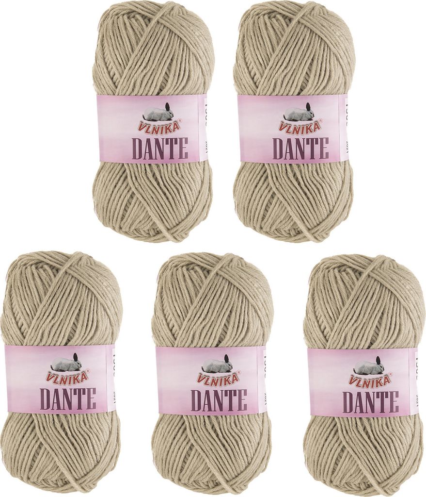 5 x 100g Strickgarn Dante Uni und Color Häkelgarn Handstrickgarn Wolle weich Farbwahl, Farbe:1305 hellbeige