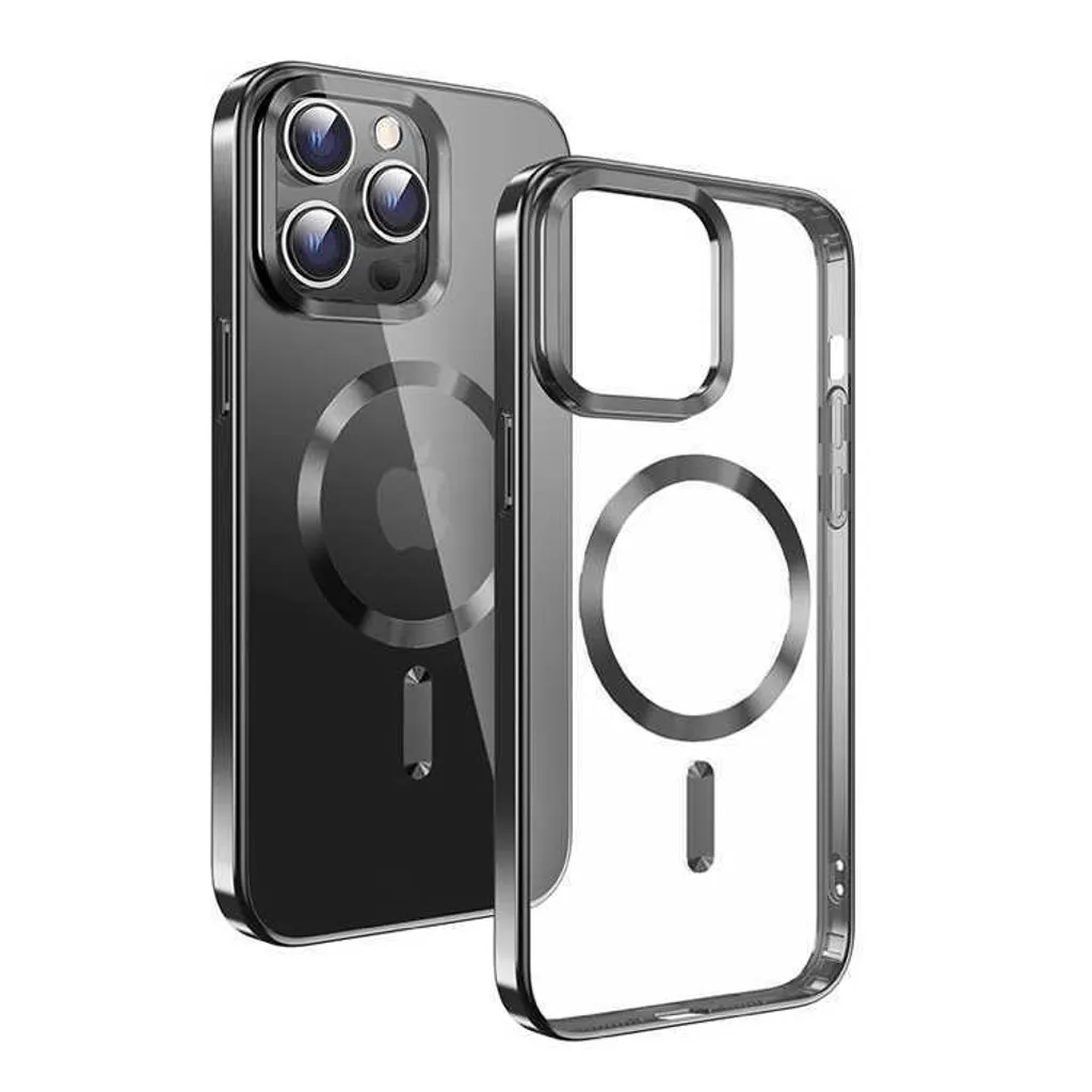 Étui iPhone 15 Pro Noir Swissten : Fini les Chocs avec le Métal MagSafe