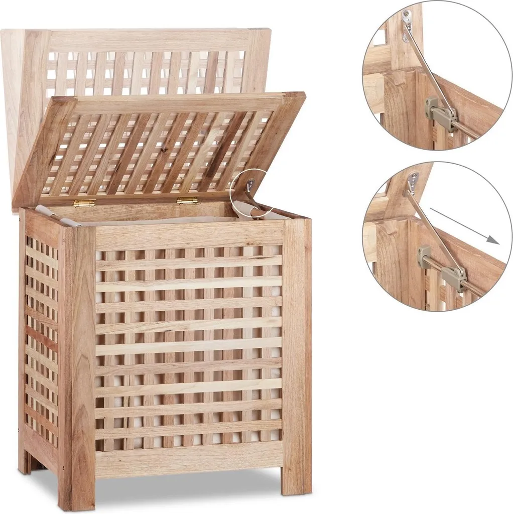 Panier à linge en noyer anti-odeurs - Solution de rangement ventilée - 6