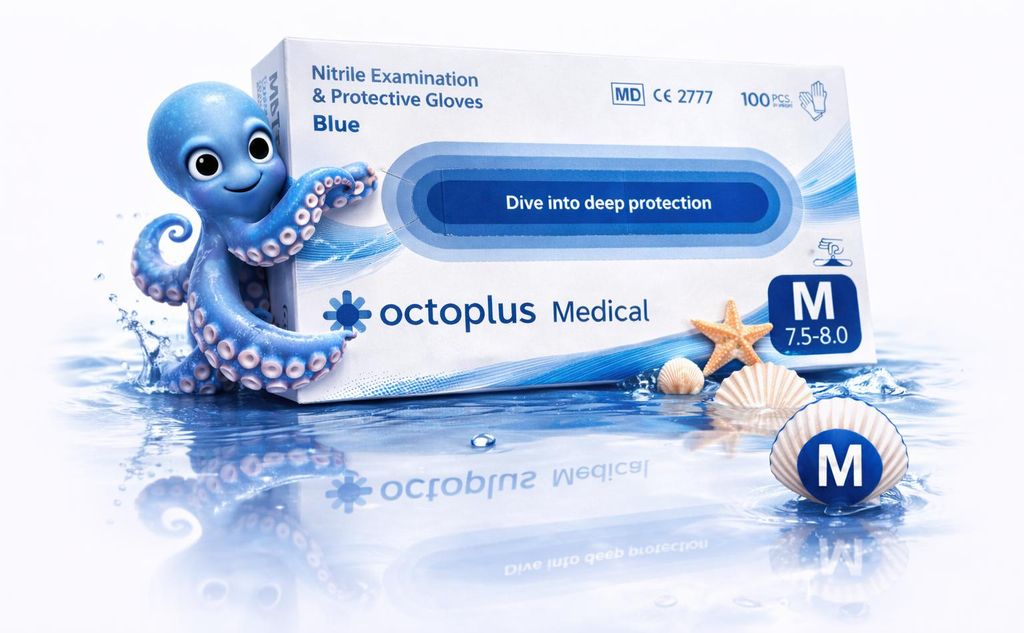 Rękawiczki Jednorazowe Intco OCTOPLUS Nitryl Niebieski Zdjęcie produktu 