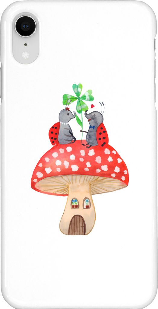 Mr. & Mrs. Panda Iphone XR Handyhülle Marienkäfer Fliegenpilz - Weiß - Geschenk, Wohnung, Haus, Handy Case, Lustige Sprüche, Fleigenpilzhaus, Z...