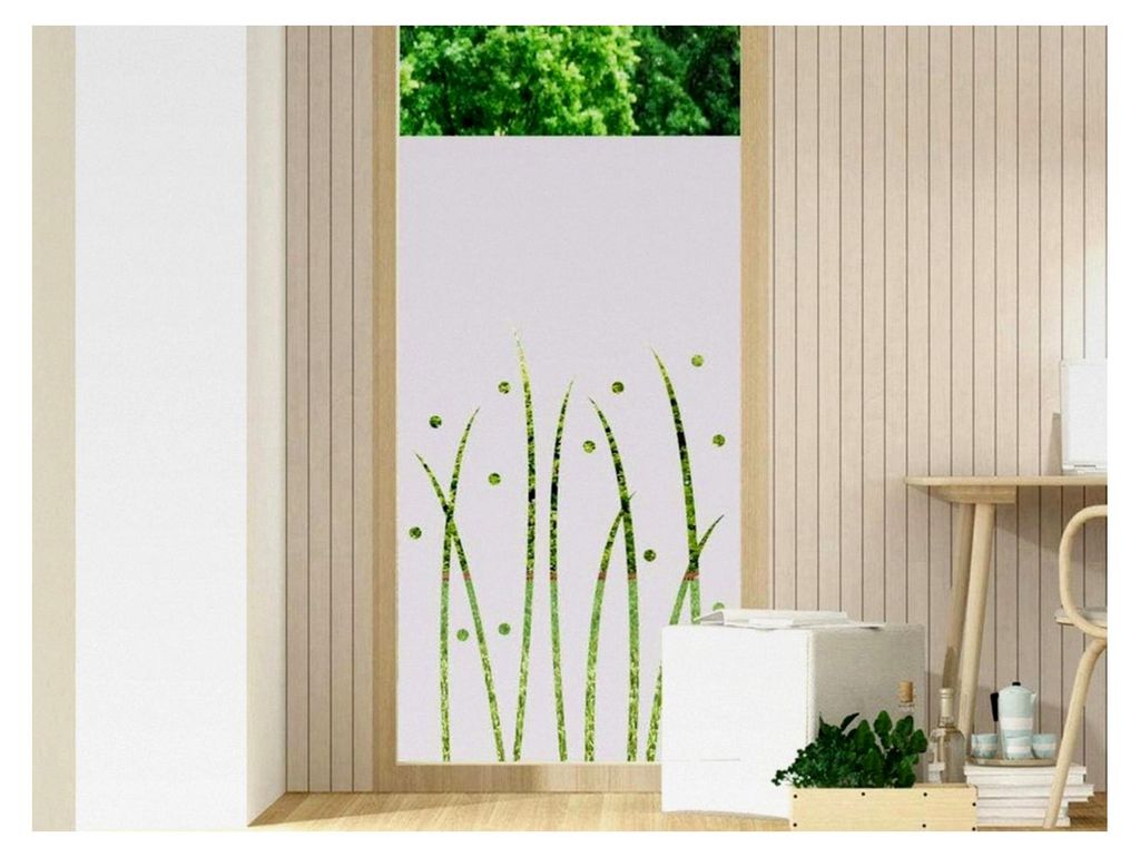 Fensterfolie Sichtschutz - Glastür Aufkleber - Flur Eingangstür Terrassentür - Wiese Natur für Wohnzimmer / 80x110cm Breite x Höhe