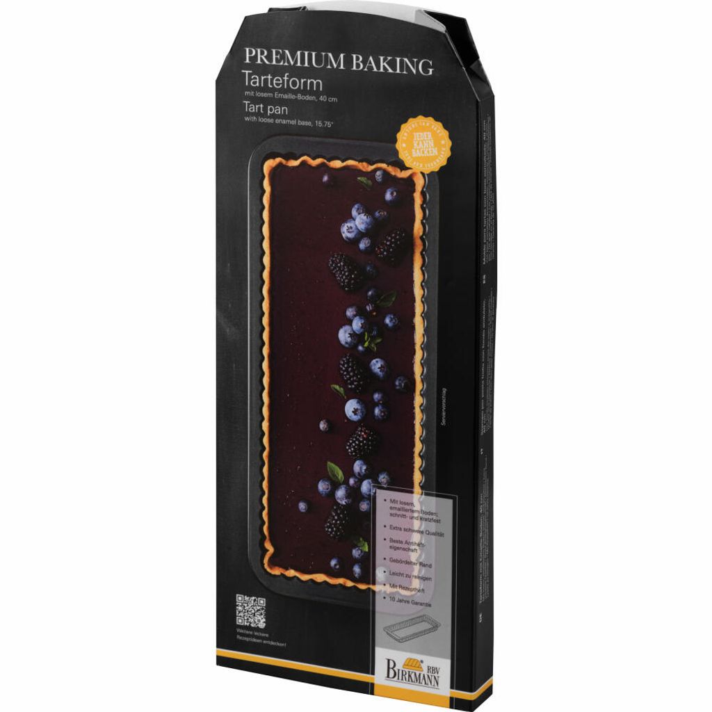 Birkmann Premium Baking Tarteform mit losem Boden, Backform, Kuchenbackform, Kuchenform, Kohlenstoffstahl, 40 x17 cm, 882171