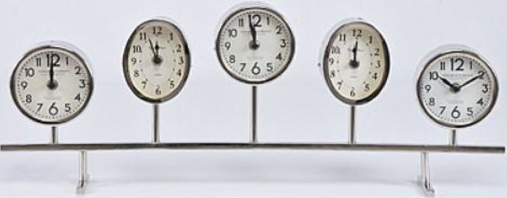 Casa Padrino Luxus Tischuhr Silber 64 x 6 x H. 24 cm - Dekorative Messing Uhr