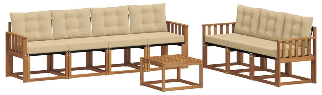 vidaXL Outdoor-Sofagarnitur mit Kissen 8 pcs Natur und Beige