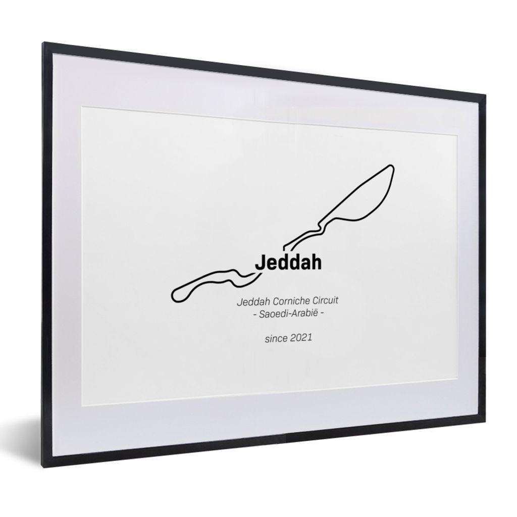 MuchoWow Gerahmtes Poster Formel 1 - Jeddah - Rennstrecke 40x30 cm - Poster mit Schwarzem Bilderrahmen Wandposter Rahmen Foto Bilder - Bilderrahm...
