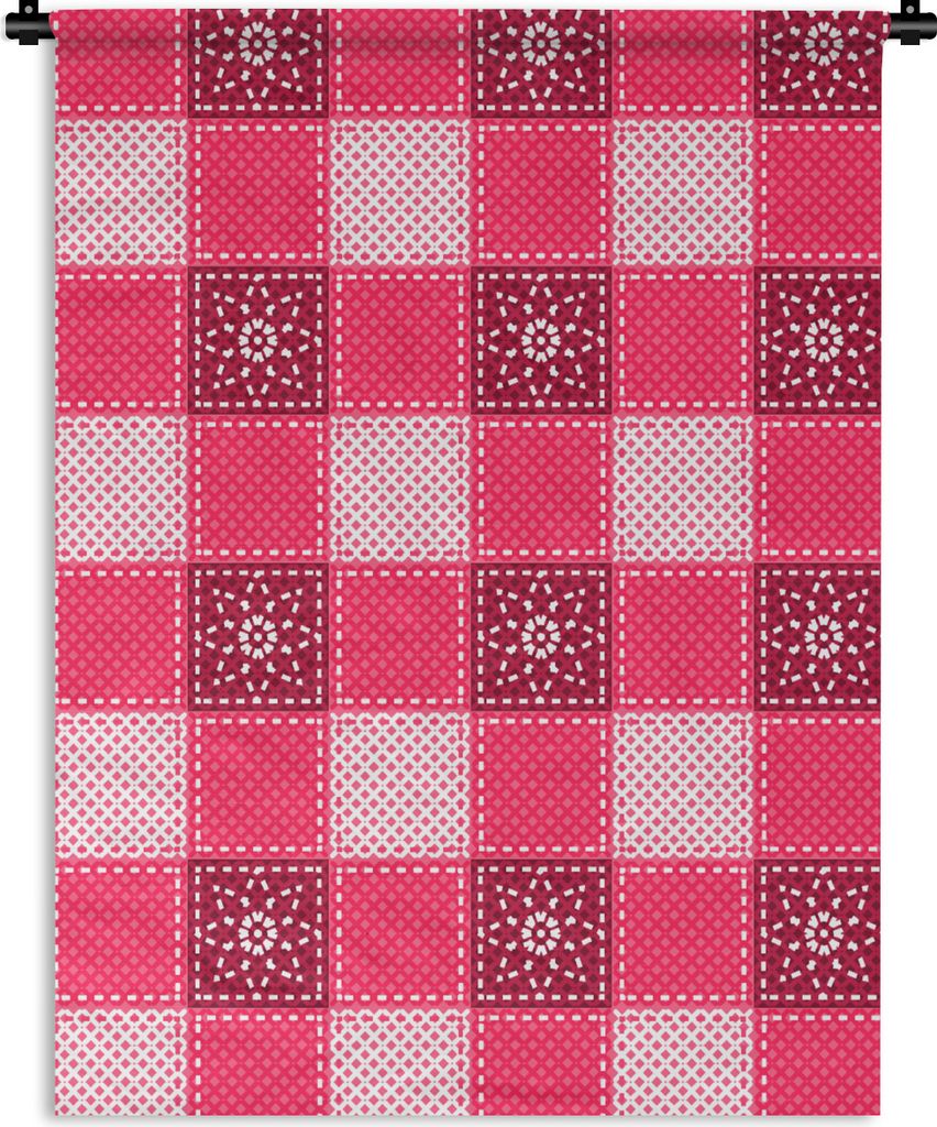 MuchoWow Wandteppich Wandbehang Rosa - Muster - Blumen 90x120 cm Tapisserie Dekoration Wandtuch - Wanddeko