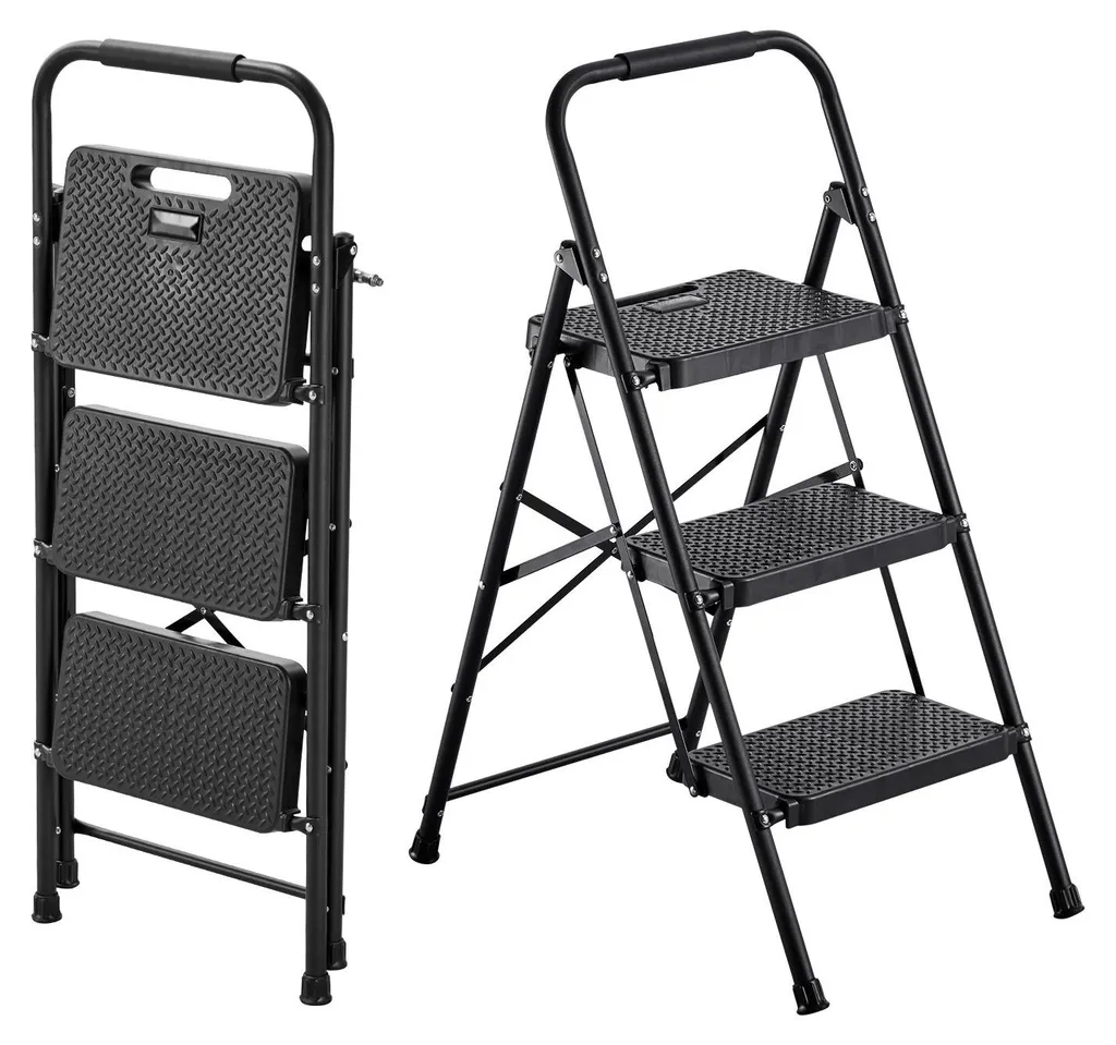 Escabeau 3 marches ultra robuste 272kg avec poignée confort noire
