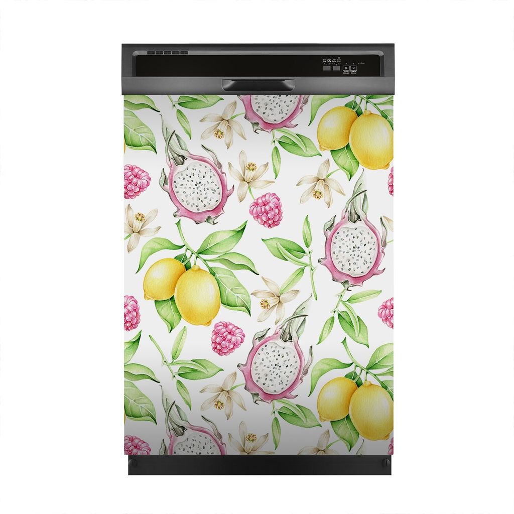 Magnete Dekorative 60x80 cm Küche Magnetmatte Spülmaschine - Pitahaya Zitrone Tropische Früchte