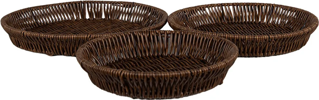 Clayre & Eef Set de 3 Plats de Service Marron en Plastique Ø 28/25/22 cm