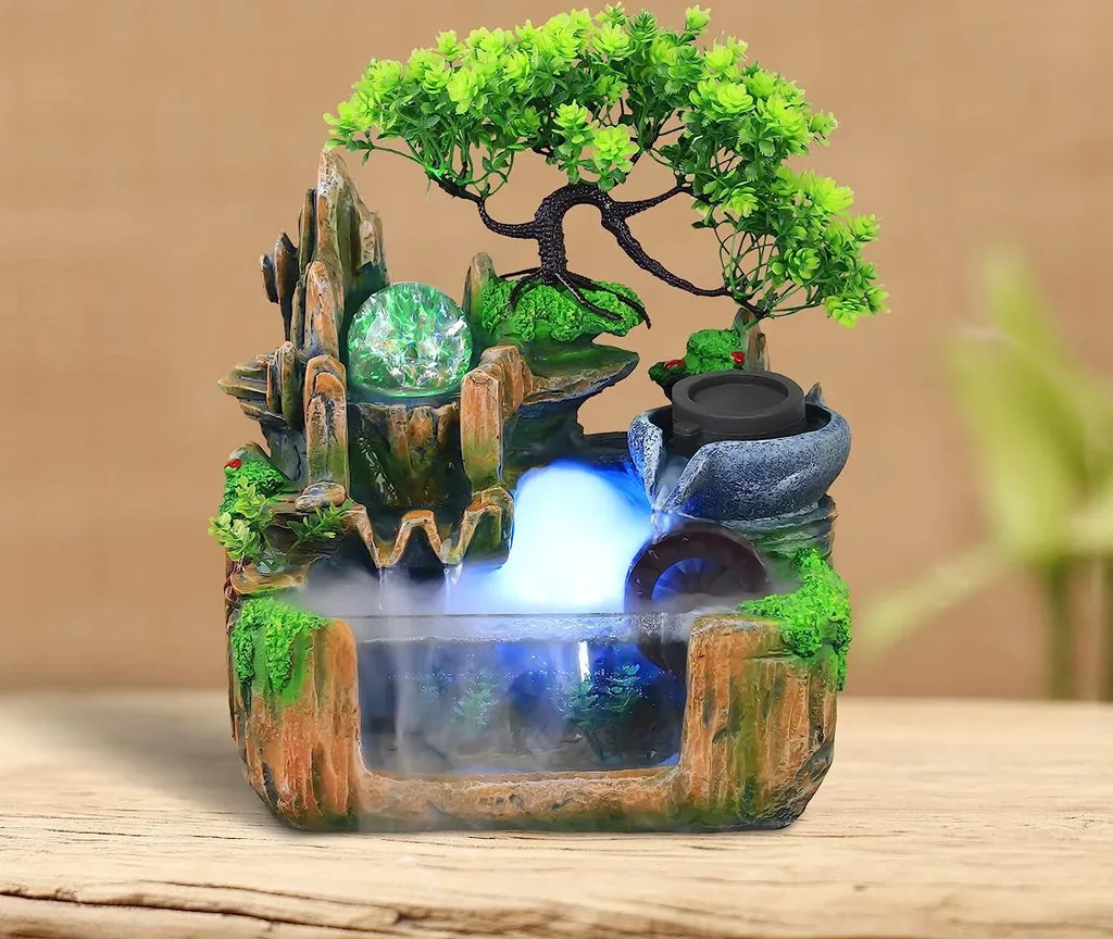 Fontaine d'intérieur contre le stress - Cascade LED effet brumisateur