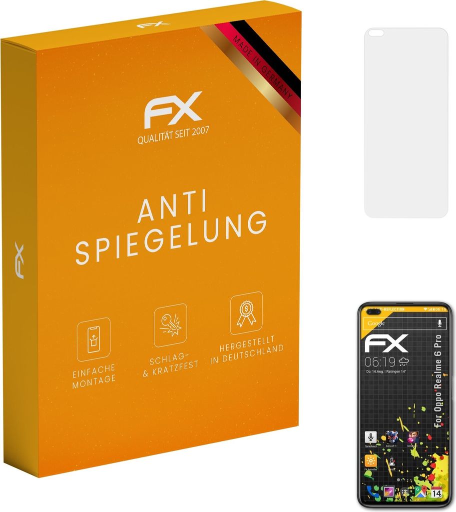 atFoliX FX-Antireflex 3x Schutzfolie kompatibel mit Oppo Realme 6 Pro Displayfolie