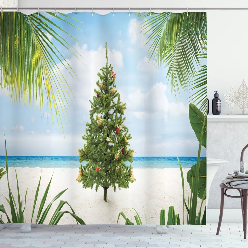 Arredo Bagno Natale: Tenda Doccia Moderna ABAKUHAUS Verde-Blu