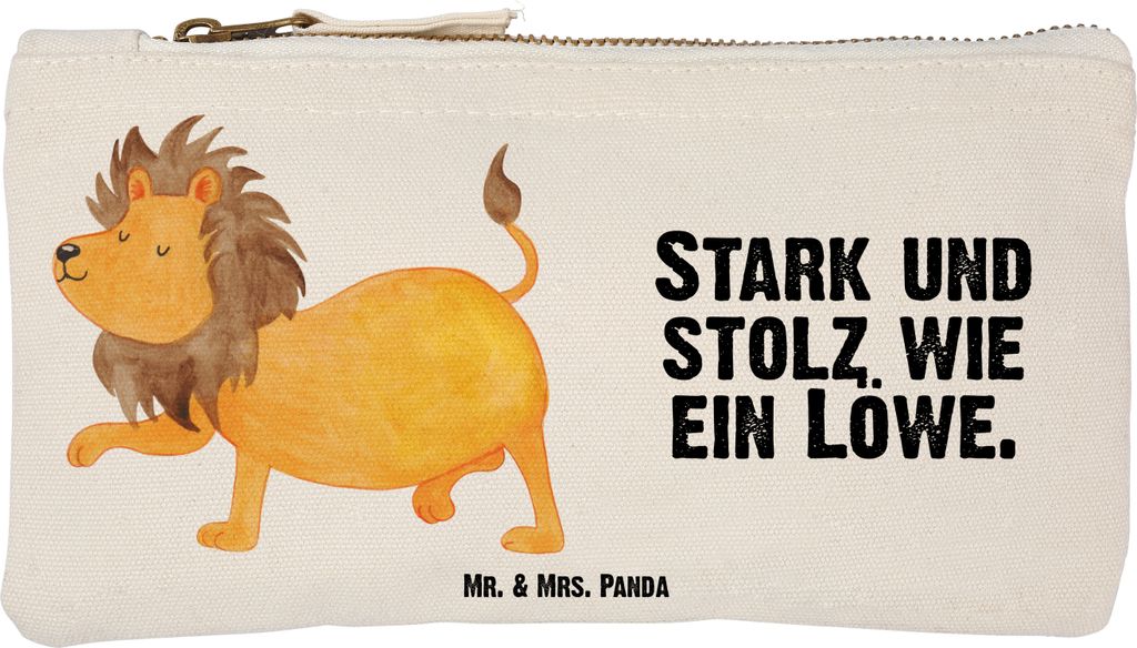 Mr. & Mrs. Panda Etui Sternzeichen Löwe Größe S Klein - Weiß - Geschenk, Kulturbeutel, Geburtstag Juli, Pouch, Federmappe, Make-Up Tasche, Augu...