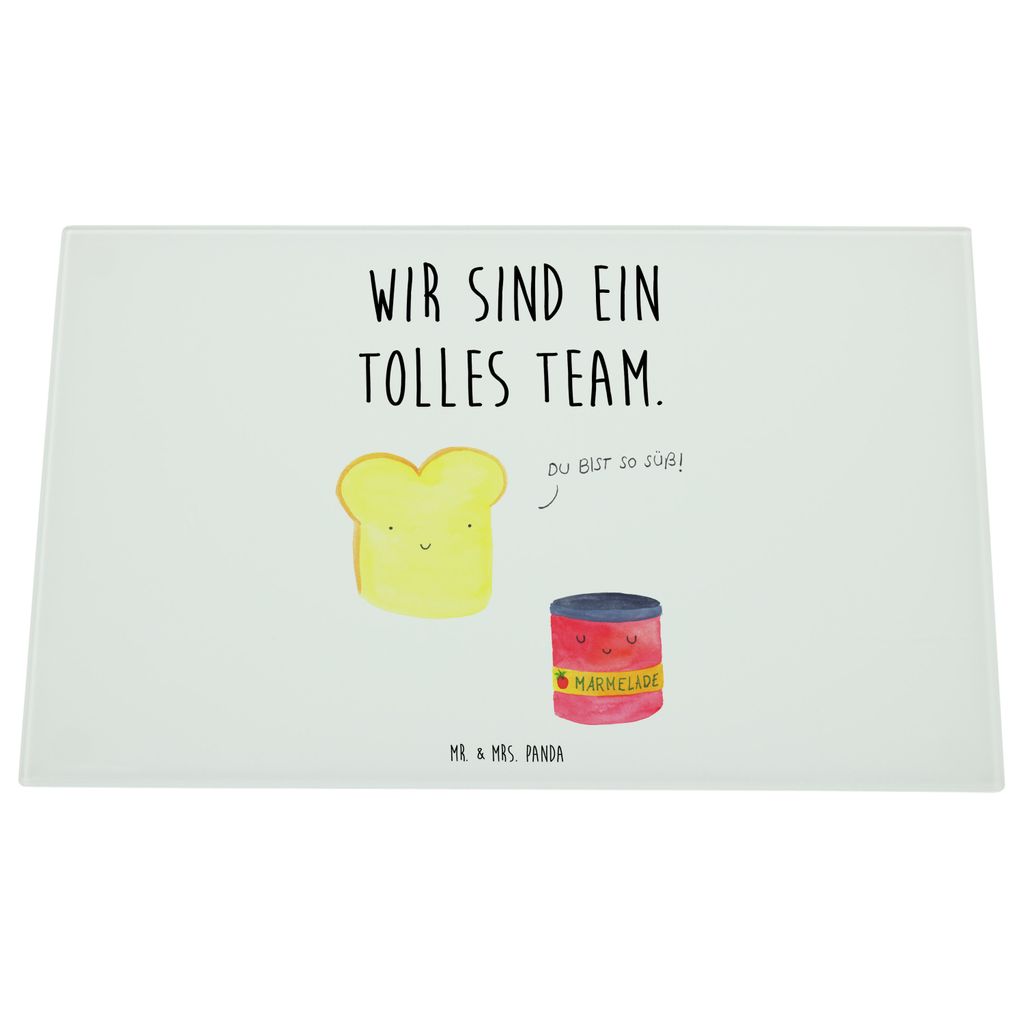 Mr. & Mrs. Panda Schneidplatte Glas Toast Marmelade - Weiß - Geschenk, Toastbrot, Schneideplatte, Brot, Schneidebrett Aus, Lustige Sprüche, Glass...