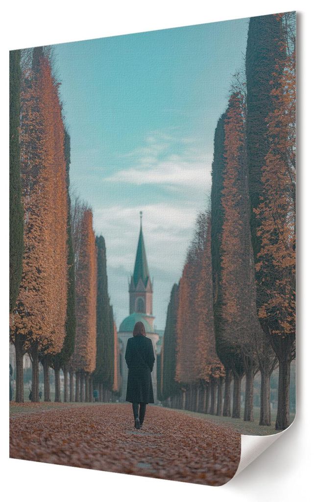 Herbstallee- Kunstdruck A1 (59x84 cm) - Klassisch, rustikal- Wandbild für Wohnzimmer Schlafzimmer & Flur, Modernes Poster Wanddeko, Ungerahmt