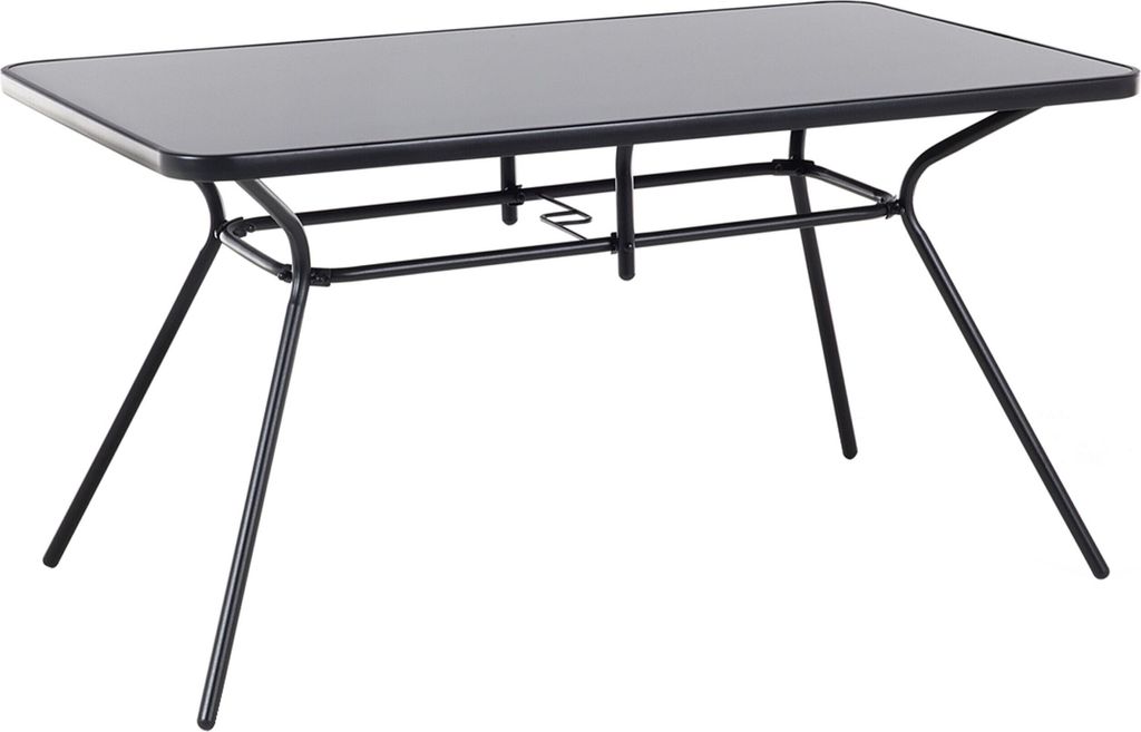 BELIANI Gartentisch Schwarz Sicherheitsglas Stahl 140x80 cm Balkon Terrasse