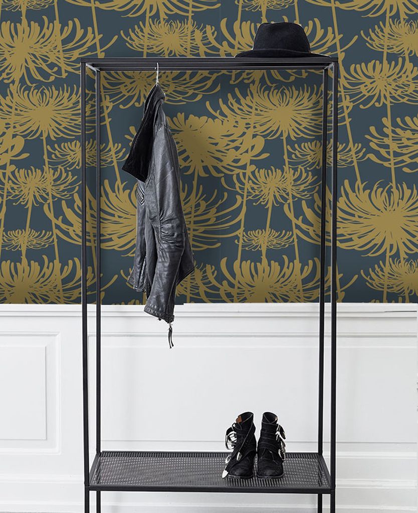 Coloray Fototapete 290x290 cm Latextapete Magicstick - Vintage Blumen Goldendesign.