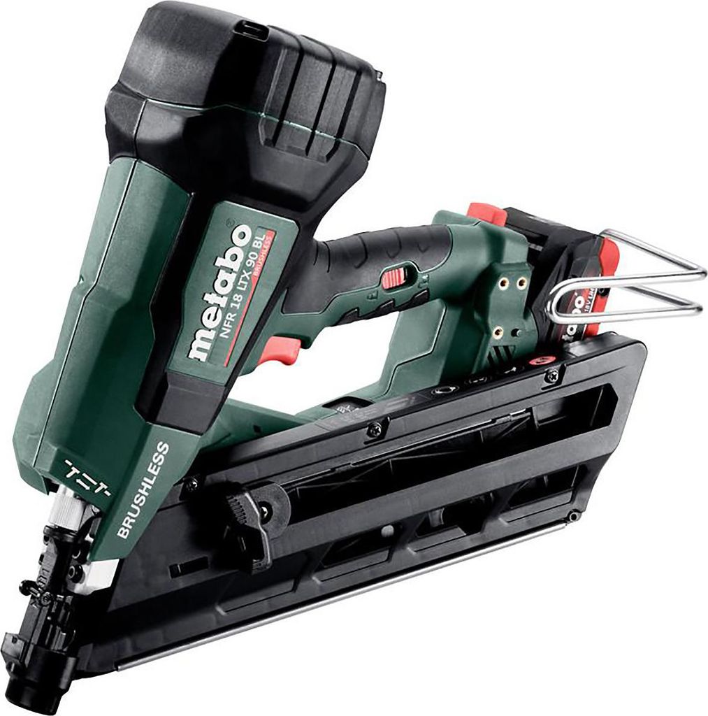 Metabo Akku-Nagler NFR 18 LTX 90 BL, incl. 2x Akku LiHD 4 Ah, Schnellladegerät, Zubehör, metaBOX